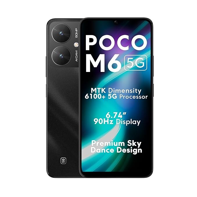 POCO M6 5G (Galactic Black, 8GB RAM, 256GB Storage)